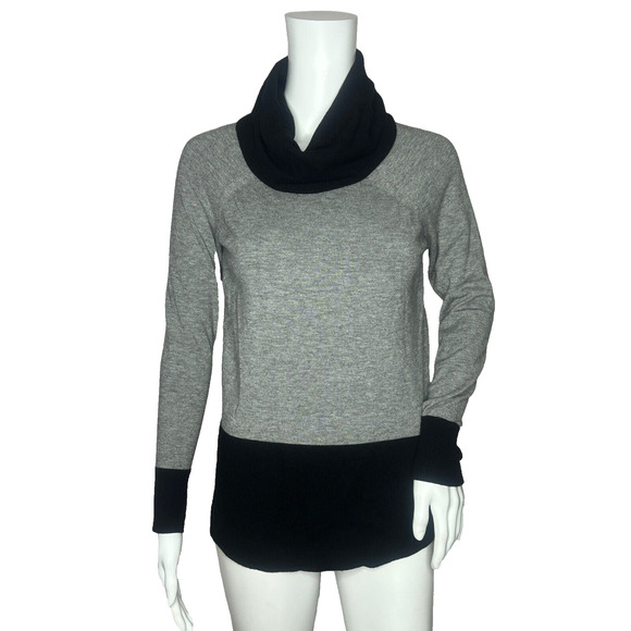 RAYA Sweater Womens XS‎ Gray Black Colorblock Cowl Neck Basic Neutral Minimalist - Picture 1 of 9